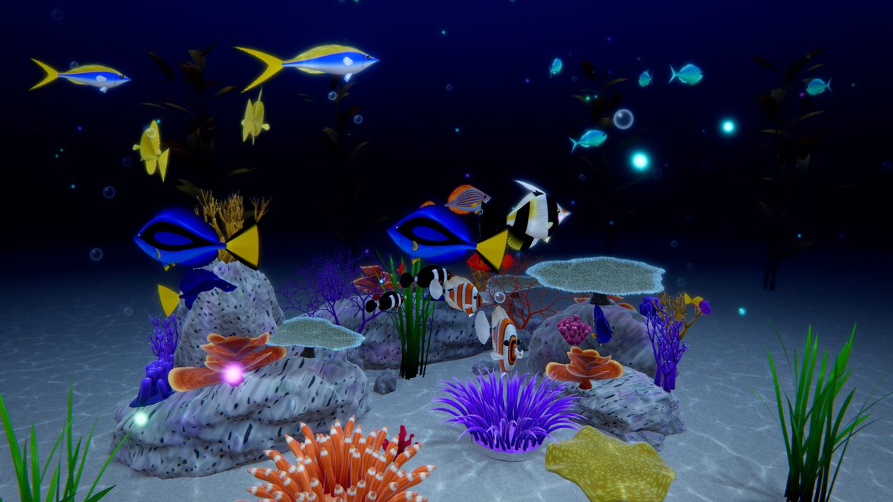 Aquazer reef at night with glowing plankton