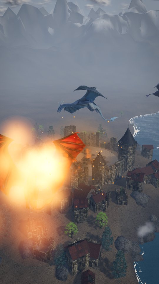 A fire dragon strikes the screen