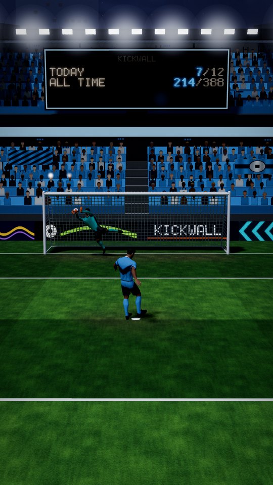 The keeper diving under the floodlights at night