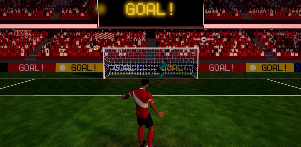 Goal! The big screen lights up after a shot into the top corner