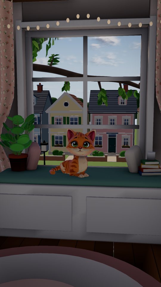 A ginger cat on a window seat in a cozy room