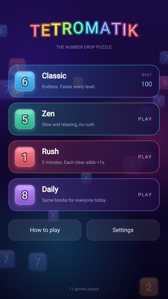 Tetromatik game modes